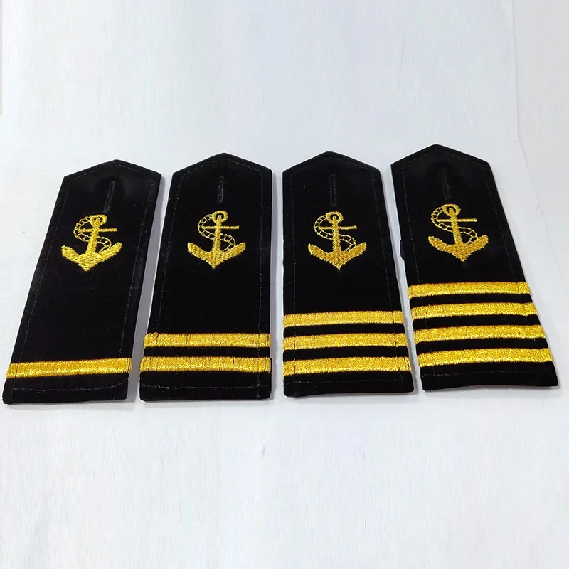 10 Pair The US Navy Shirt Uniform Shoulder Badge Anchor Propeller Gold Strip Epaulettes DIY Craft Clothes Decor for Navy Costume