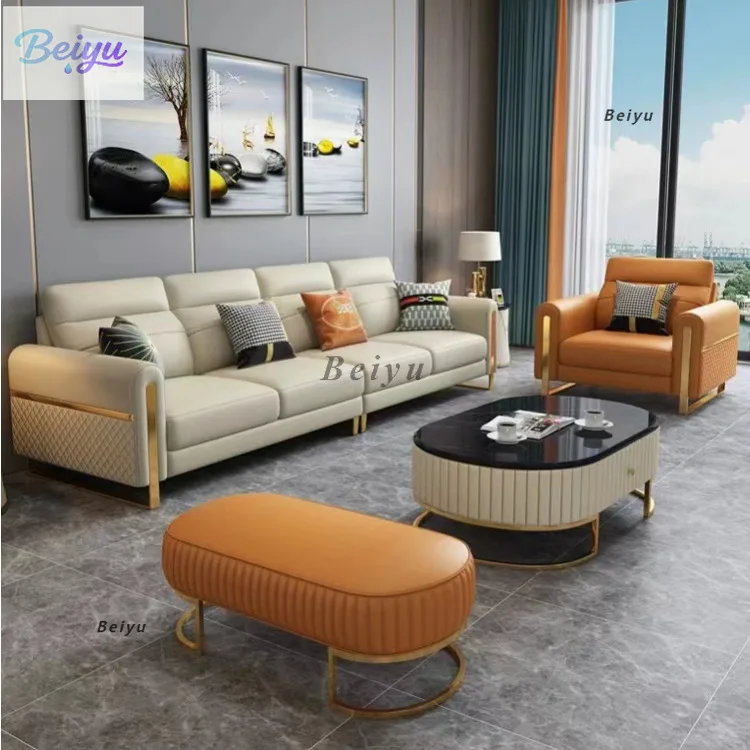 

Легкий роскошный кожаный прямой ряд для маленькой квартиры, американский диван на троих, современная гостиная, простой интернет-комбинация знаменитостей