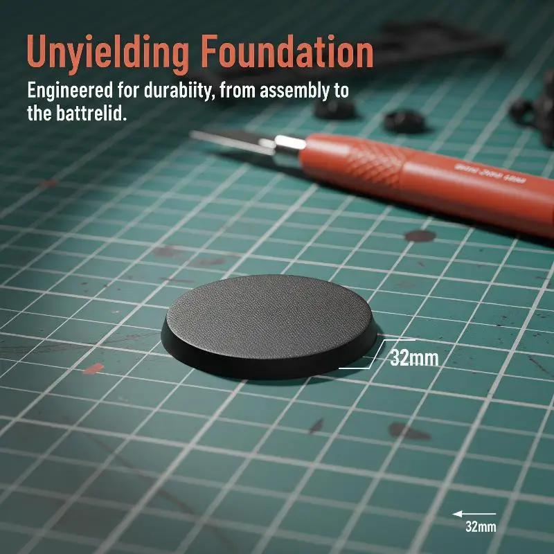 20Pcs 32mm Round Wargame Miniature Base Black Plastic Flat Stable Figure Holder For Tabletop Wargaming Model Hobby DIY Painting view 3
