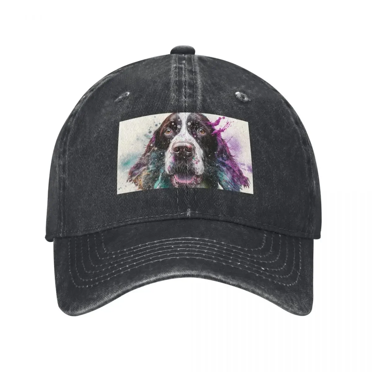 English Springer Spaniel Dog Synesthetic Splash Painting Artwork Baseball Cap Horse Hat Icon For Man Women's