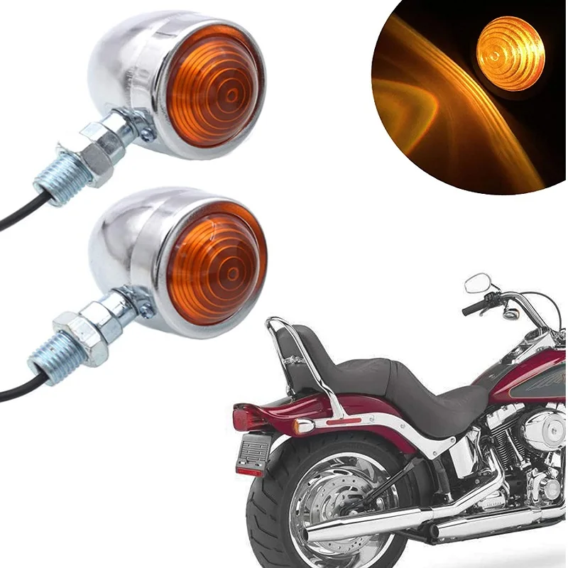 

Bullet Motorcycle Turn Signal Light Indicator Amber Blinker Retro Lamp for Harley Davidson Honda Yamaha Cruiser Bobber Chopper