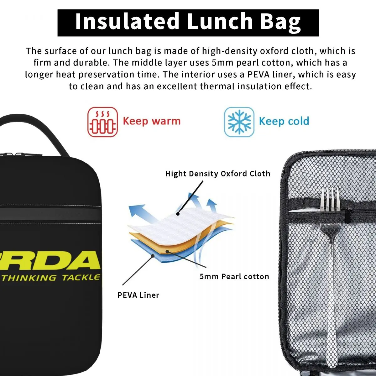 Korda Inspired Fishing Insulated Lunch Bags for School Office Fish Carp Gift Waterproof Thermal Cooler Lunch Box Women Children