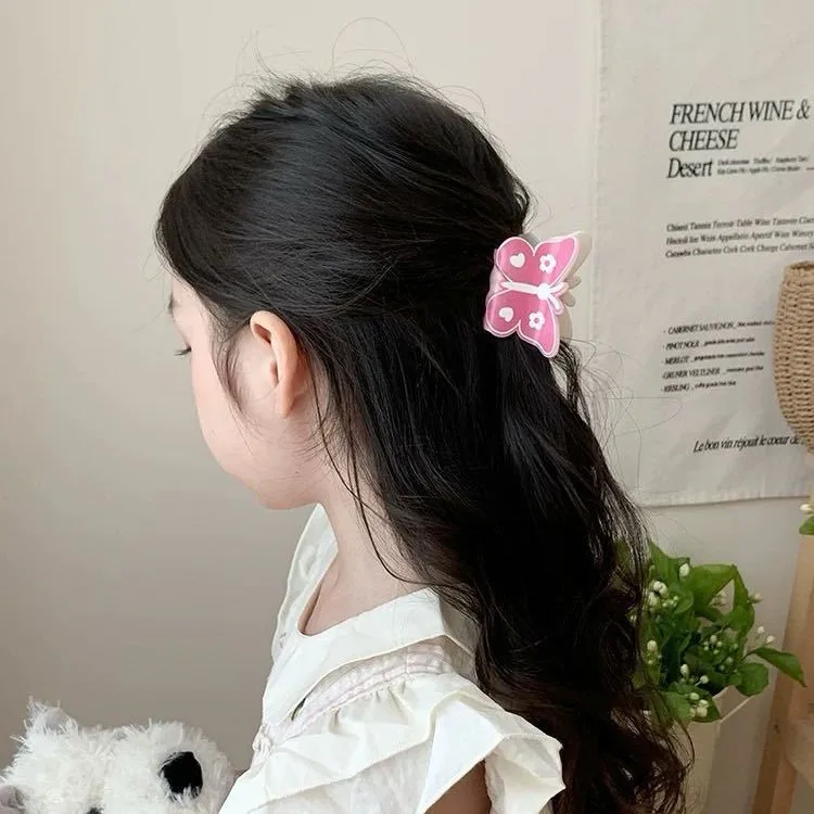 

Очаровательная заколка-краб с цветами и бабочками для прически полупучок, для тонких волос, роскошные розовые и фиолетовые аксессуары для волос