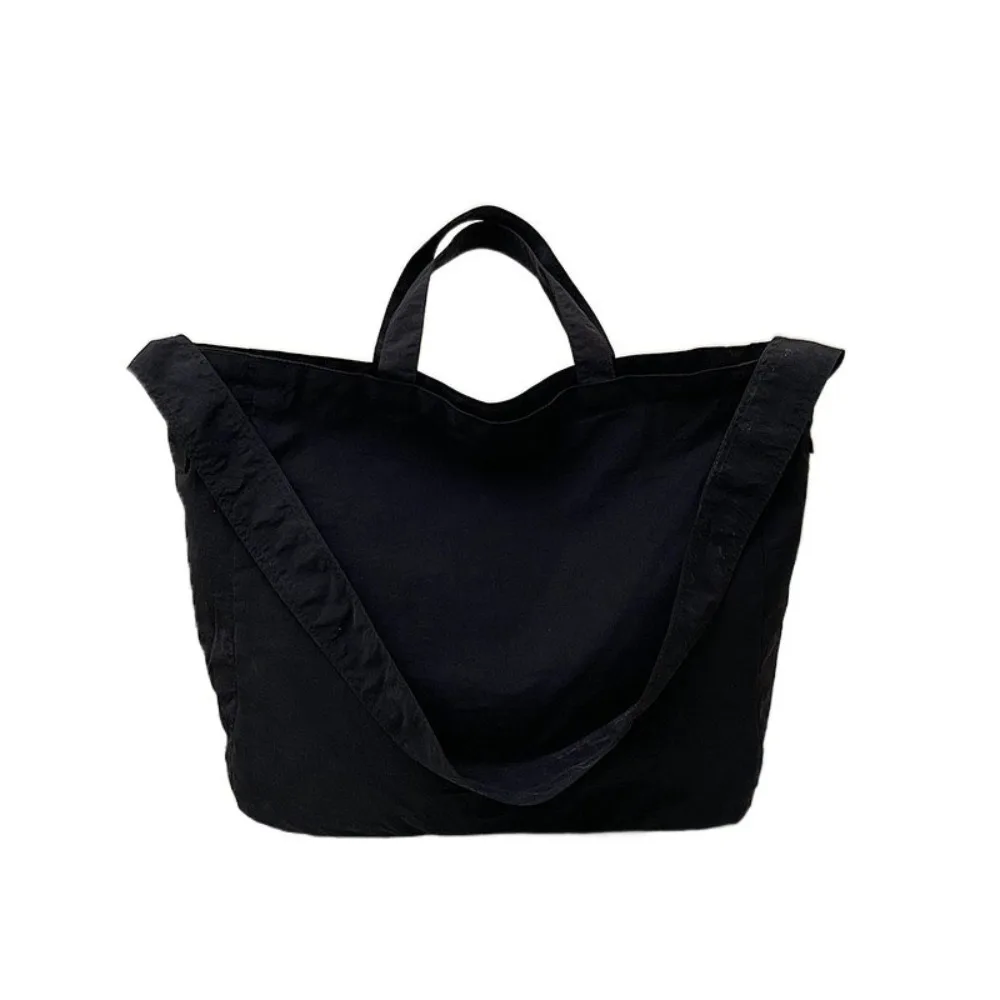 

Fashion Zipper Nylon Shoulder Bag Soft Korean Style Shopping Handbag Storage Pouch Solid Color Large Capacity Tote Bag School
