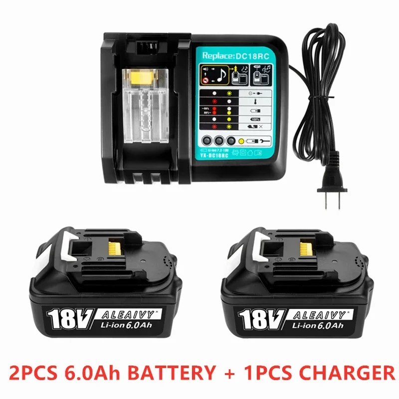 

WIth Charger BL1860 Rechargeable Battery 18 V 6000mAh Lithium Ion for Makita 18v Battery 6ah BL1840 BL1850 BL1830 BL1860B LXT400