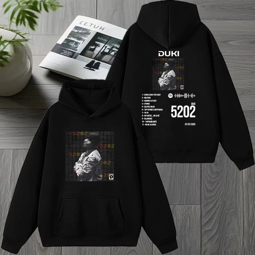 

2025 New Duki 5202 Album Double Sided Graphics Sweatshirt Men women vintage hip hop streetwear Unisex punk Fleece Casual Hoodie