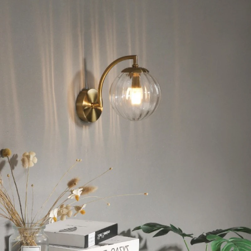 

Скандинавский современный минималистичный светодиодный настенный светильник с арбузным стеклом рядом с спальней, гостиной, столовой, фоновыми лестничными светильниками