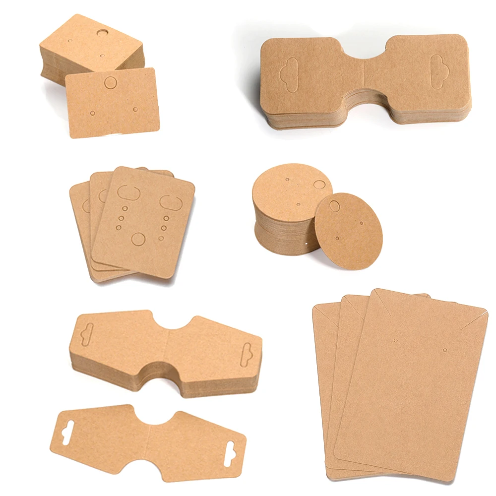 50pcs Kraft Paper Jewelry Card Collection Blank Thicken Cards for Handmade Necklace Bracelet Earrings Packaging Retail Price Tag