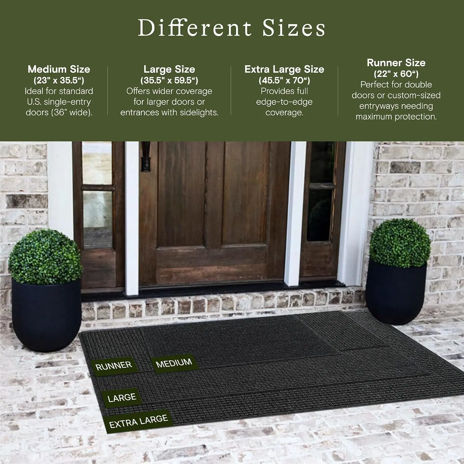 Squares Front Door Mat Indoor Outdoor Entrance, All-Weather Mats