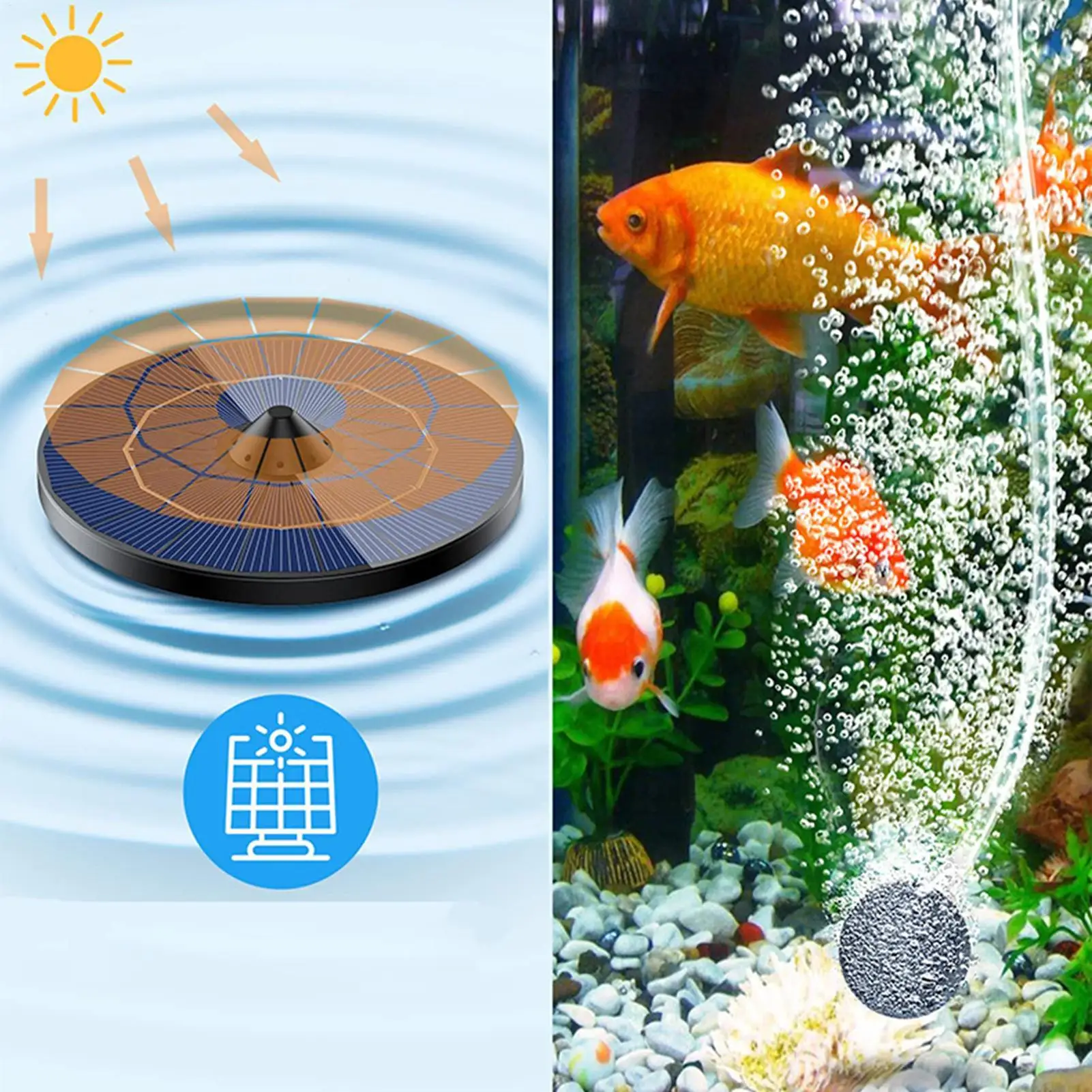 Solar-powered pond aerator pump Aquarium aerator pump With 1.5M hose, air stone Floating Pond Aerator Kit Solar Pool Oxygen Pump view 5
