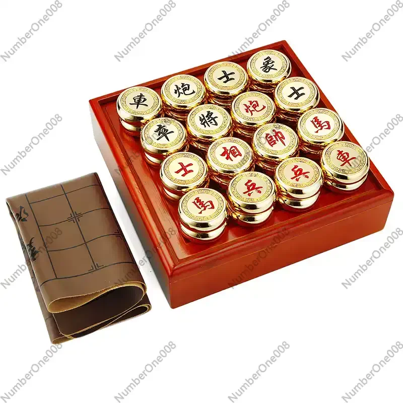 

Большой набор шахмат из цельного золотого металла, китайские шахматы, подарки для старших и руководителей, коллекция праздничных подарков