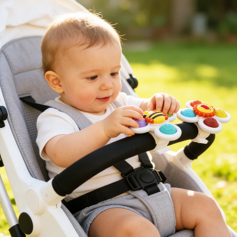 Children Can Press and Bite Puzzle Toys Stroller Accessories Infant Puzzle Enlightenment Rotating Stroller Toys