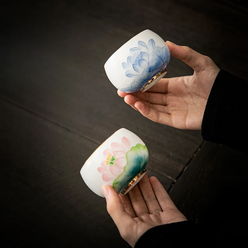 

Высококачественная керамическая чайная чашка с ручной росписью, креативная гортензия, белая фарфоровая чашка архат, чайный сервиз для кунг-фу, личная чайная чаша