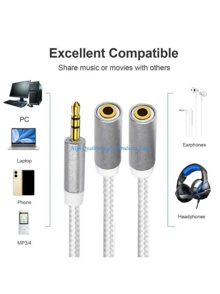 

U2JE 3.5mm Male to Double Female Headphone Extension Cable for Music Enthusiasts
