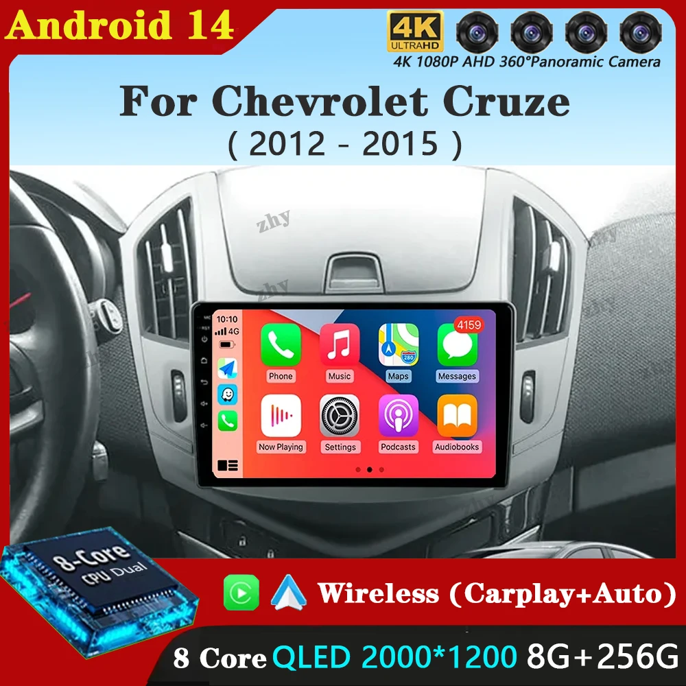 

Android 14 Carplay Auto For Chevrolet Cruze J300 J308 2012 - 2015 Car Radio Multimedia Video Player Navigation GPS DSP 4G WiFi