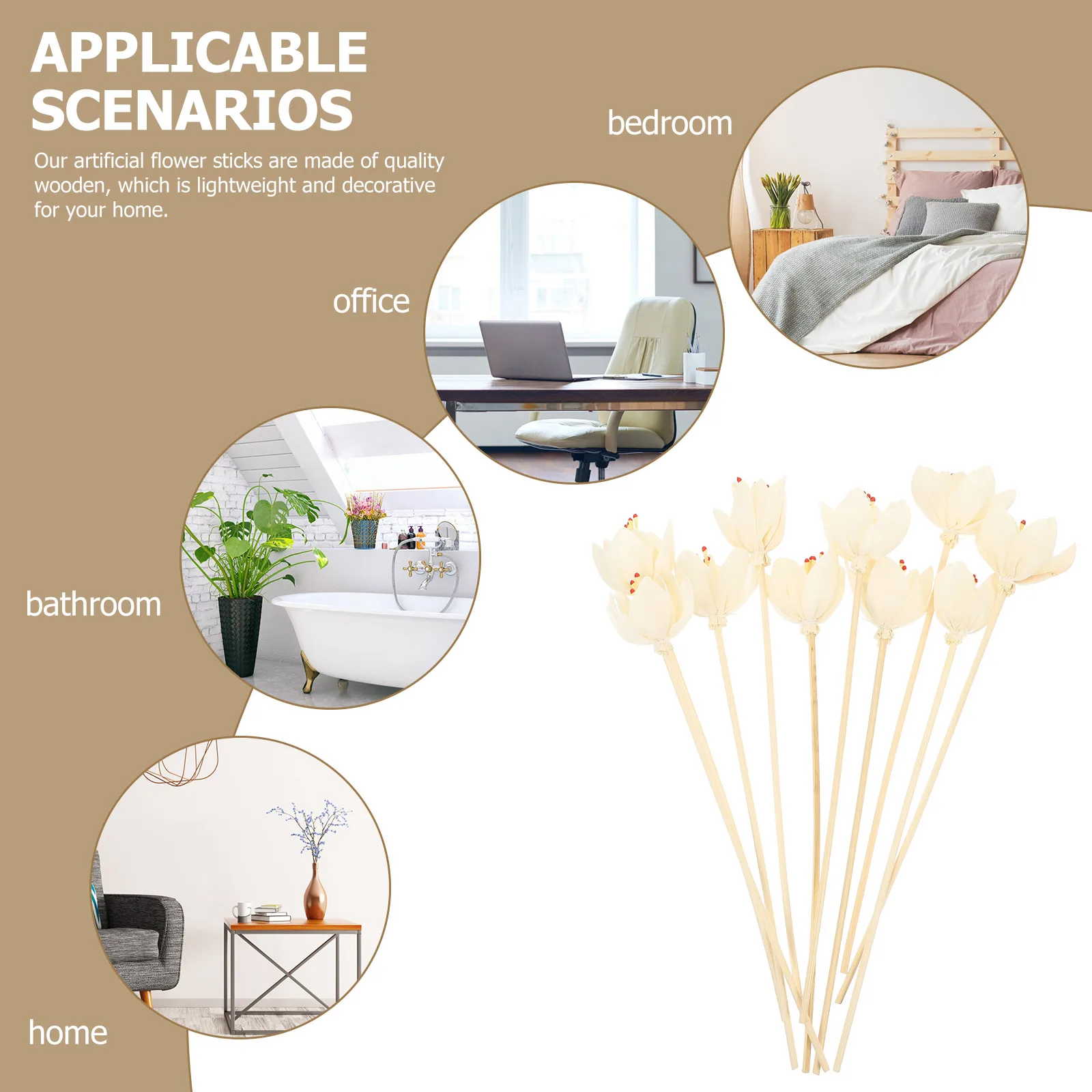 

10 Pcs Diffuser Sticks Aromatherapy Flower Designed Reeds Home Decor Lavender Wand Dried Simulated Flowers Aroma Bedroom