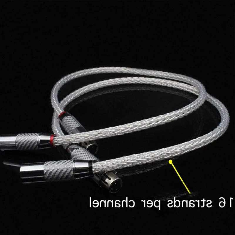 hifi 8AG Silver Plated Single Crystal XLR Balance Cable With Carbon Fiber Audio Adapter For HiFi Amplifier CD Player