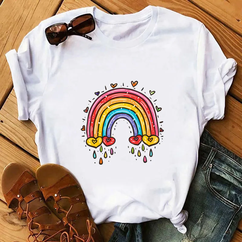 Cartoon Fashion Colorful Rainbow Happy Love Patches Hoodie Heat Transfer For Clothes Thermo Sticker Iron on Vinyl For T-shirt