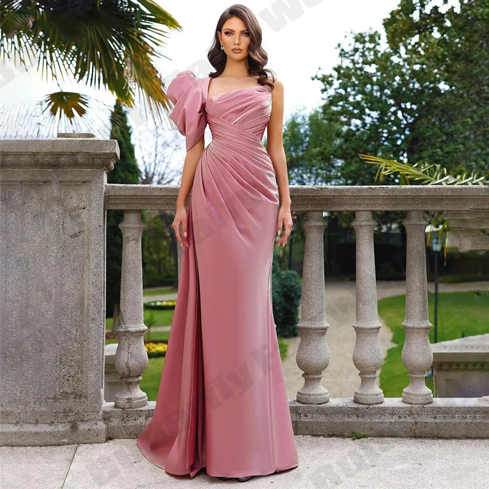 

Elegant Mermaid Evening Dresses For Women Sexy Backless Formal Off Shoulder Fluffy Sleeves With High Slit Party Long Dresses