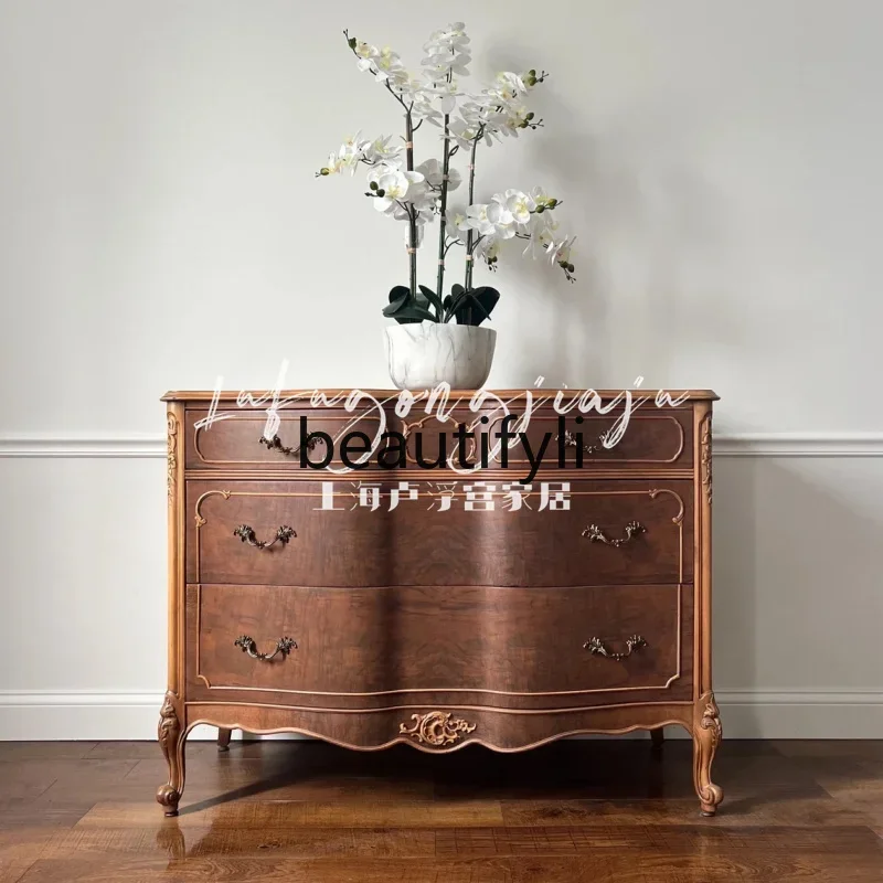 

A16 retro living room decorative cabinet solid wood carving flower chest small apartment multi-layer household, bedroom locker
