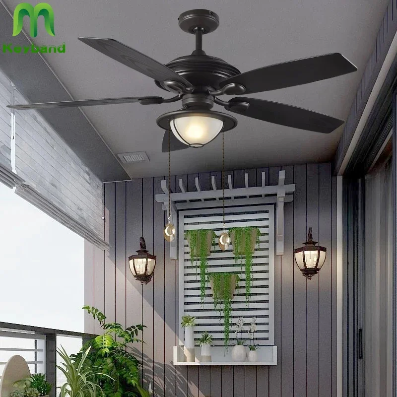 Waterproof Ceiling Fan with Lights and Remote for Outdoor Terrace 52 Inch Ceilings Fans for Winter Garden and Sun Room