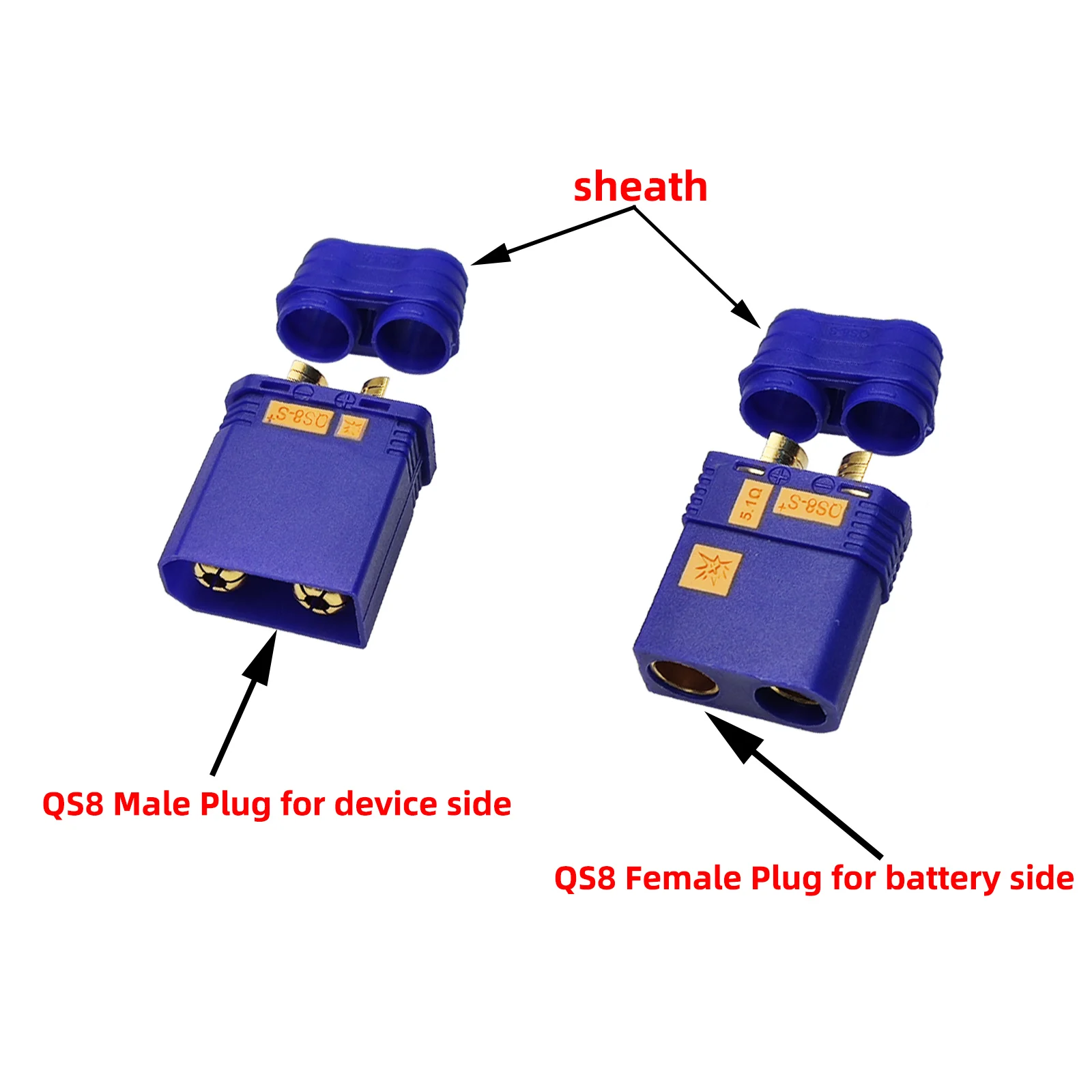 QS8 Connector Plug High Current Male and Female QS8-S Anti Spark Connectors for FPV Remote Control Toys Drone Battery Charger