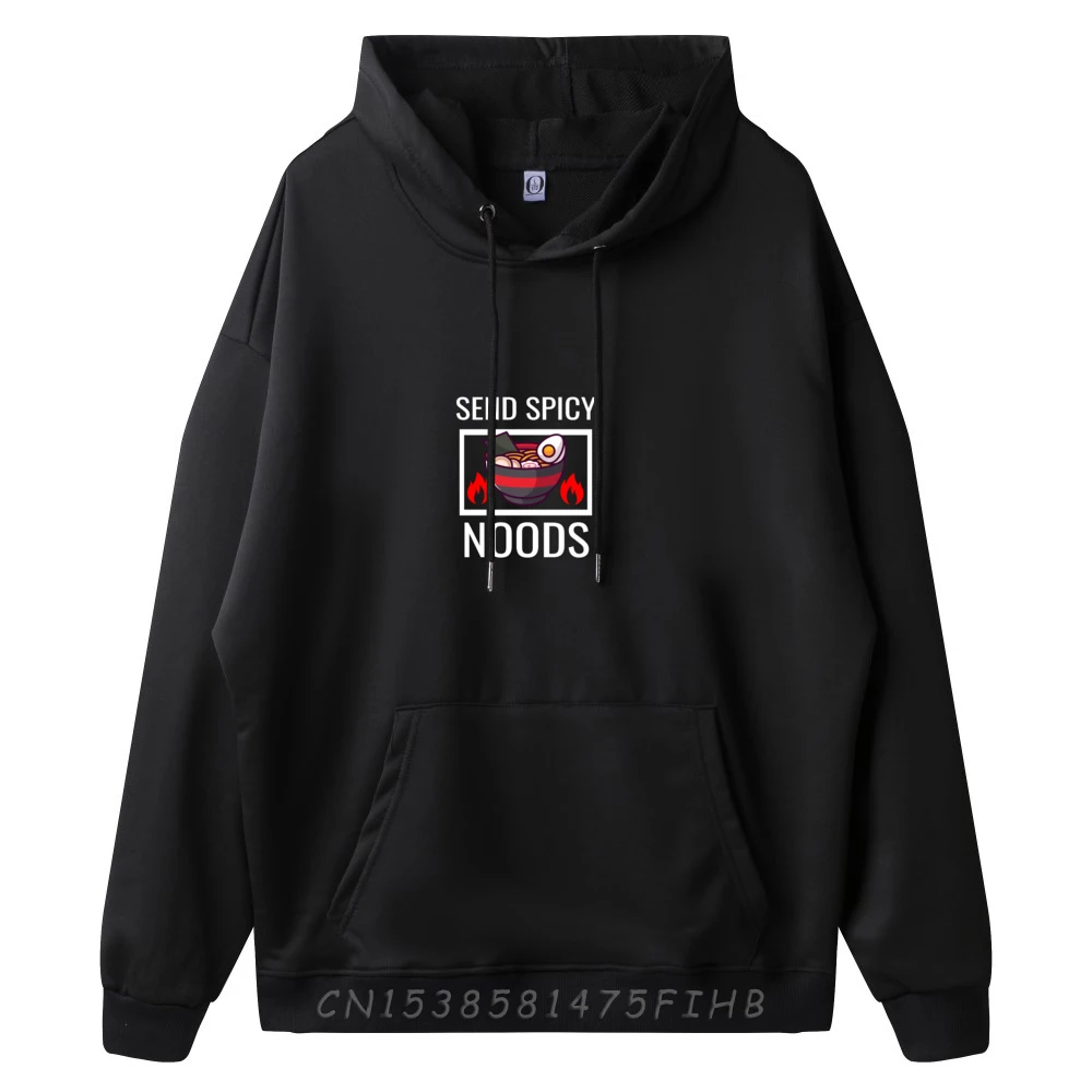 Send Spicy Noods Kawaii Funny Ramen Noodles Lover Japanese Green And White Graphic Hoodie Streetwear Korean