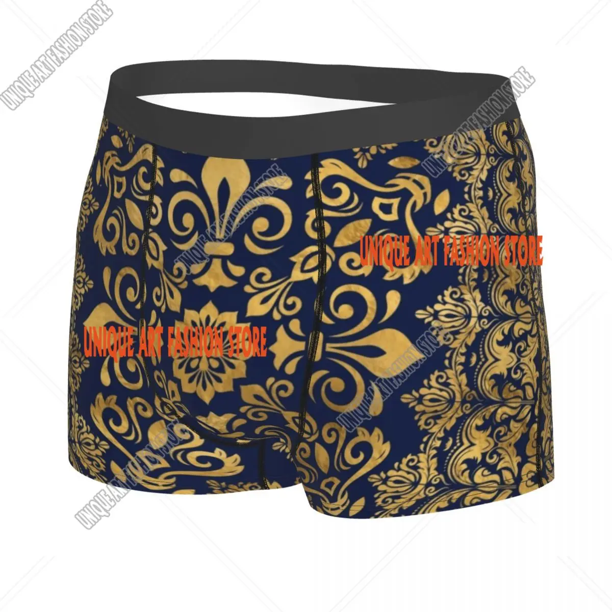 Custom Novelty Oriental Damask Fleur De Lis Boxers Shorts Underpants Comfortable Fleur-De-Lys Lily Flower Briefs Underwear