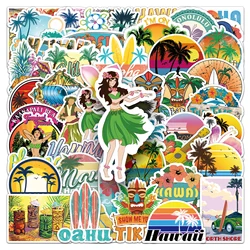 50Pcs Hawaiian series Cartoon Cute Waterproof Sticker Skateboarding Snowboard Retro Vinyl Sticke