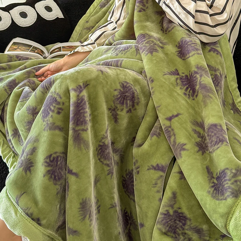 Luxury Soft Printed Raschel Blanket 2026 Thick Autumn Winter Warm Quilt for Bed Cozy Skin-Friendly Single Office Nap Blankets