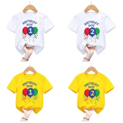 Birthday Boy Number 1-9th T Shirt Balloon Colorful Flowers Celebrate Birthday Gift T-Shirt Boys Tshirt Kids Harajuku Tees Tops