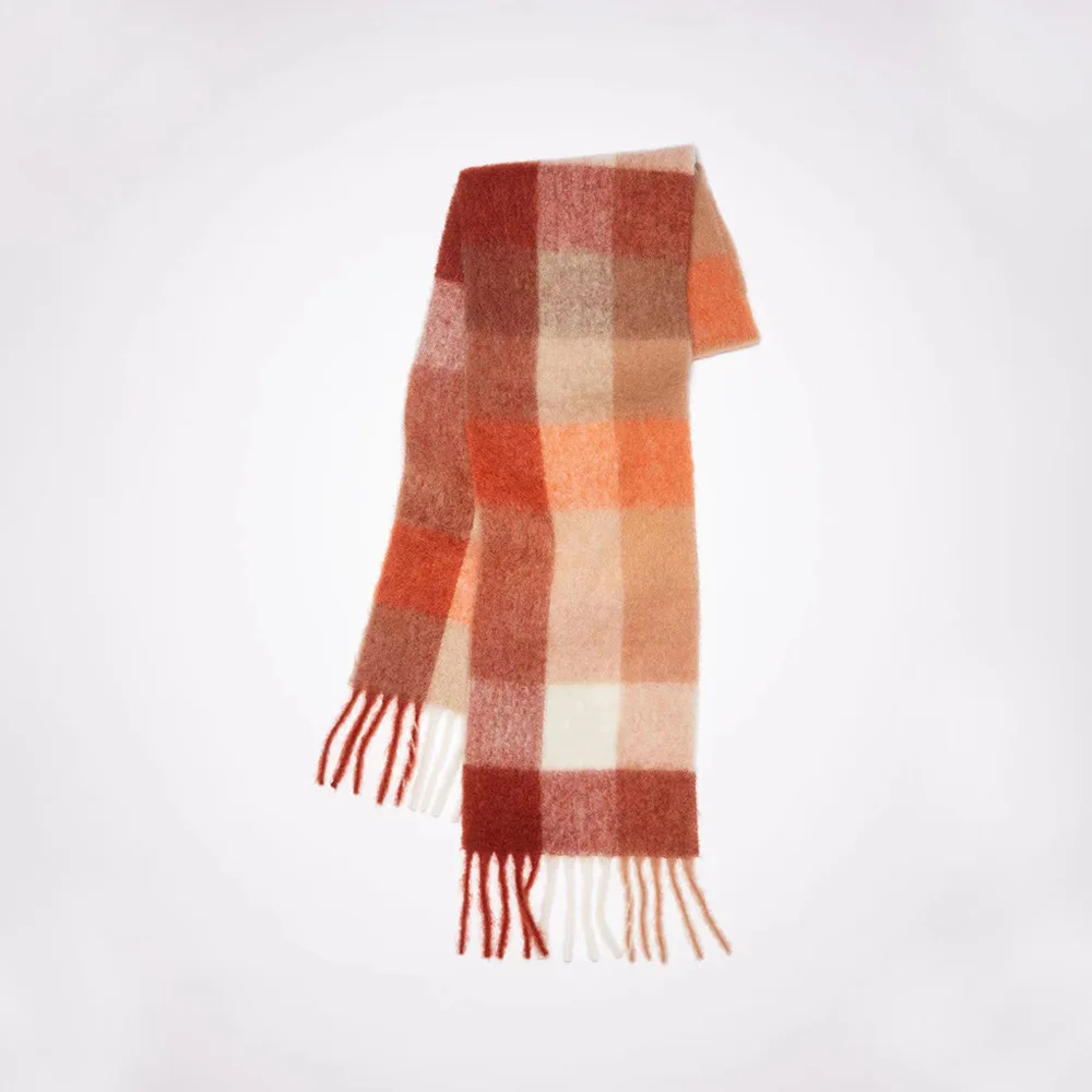 Luxury Brand Women Plaid Scarf Winter Warm Pashmina Shawls Cashmere Thick Wrap Lady Tassel Blanket Scarves Rainbow Hairy Bufanda