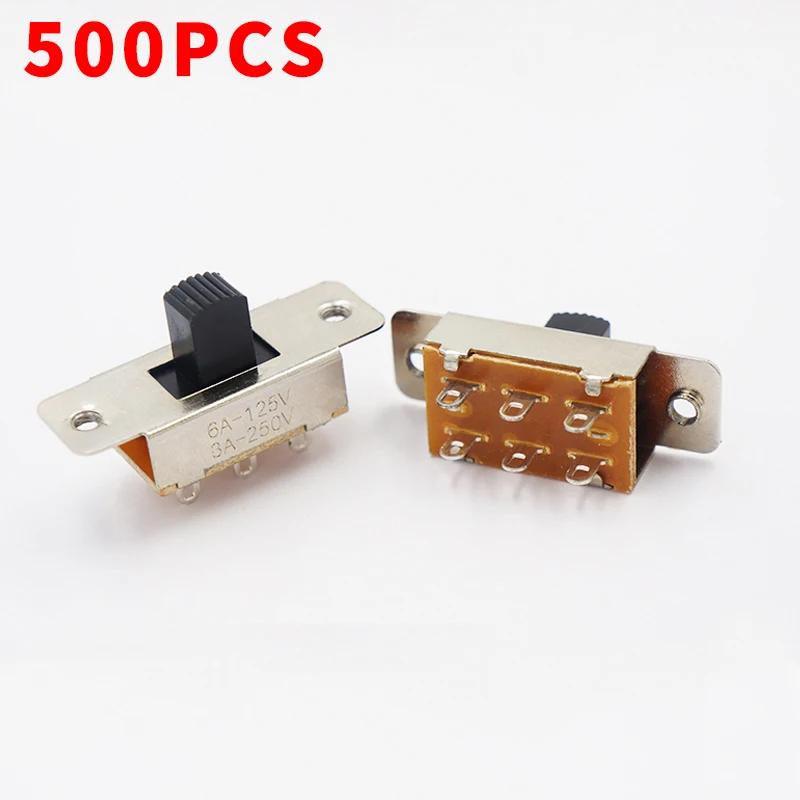 500pcs SS-23F19 Toggle Switch Interruptor Slide Switches 6pin On-Off 3 Position 2P3T PCB High current 3A 250V SS23F19