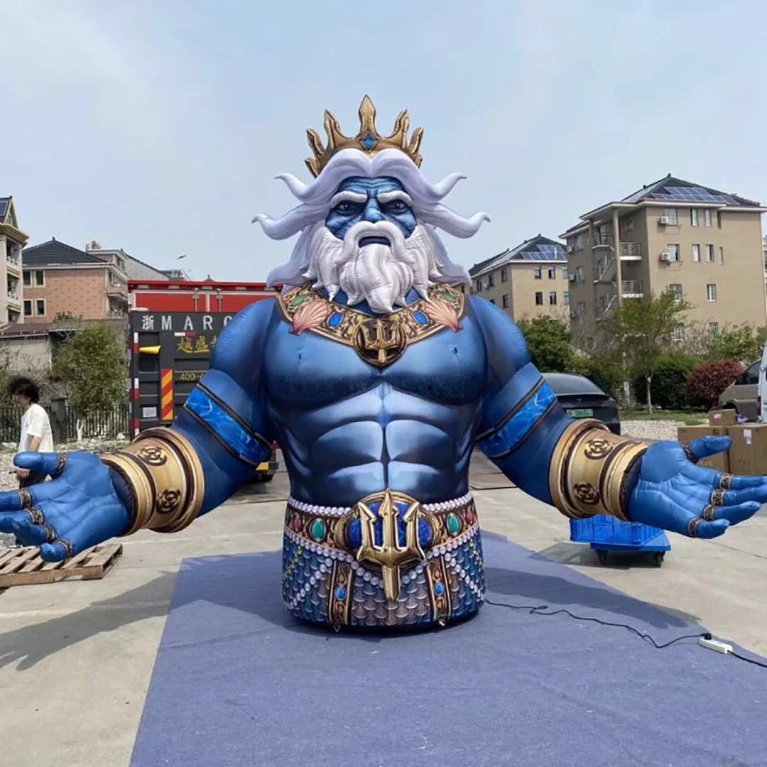 Giant Inflatable Poseidon Model Blow Up Neptune Sea God Statue Bust For Commercial Stage Festival Outdoor Party Lawn Event Decor