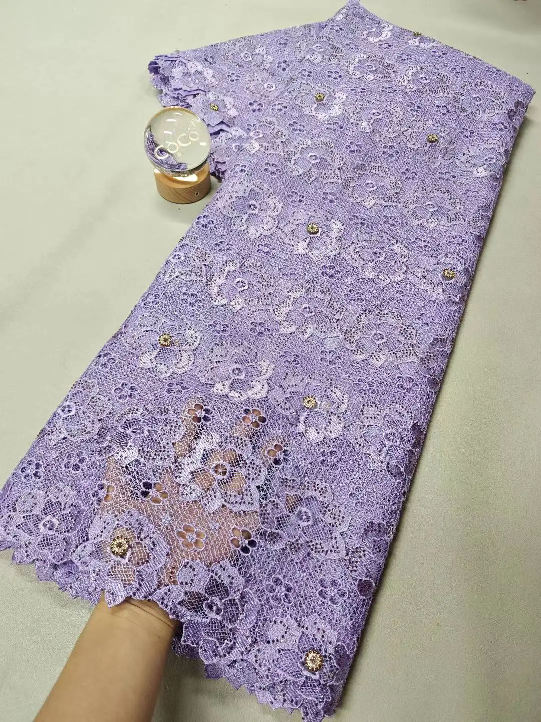 

2025 Latest High Quality African Nigerian With Tulle Sewing Guipure Lace Fabric Embroidery Dresses Sequins 5Yards XL124