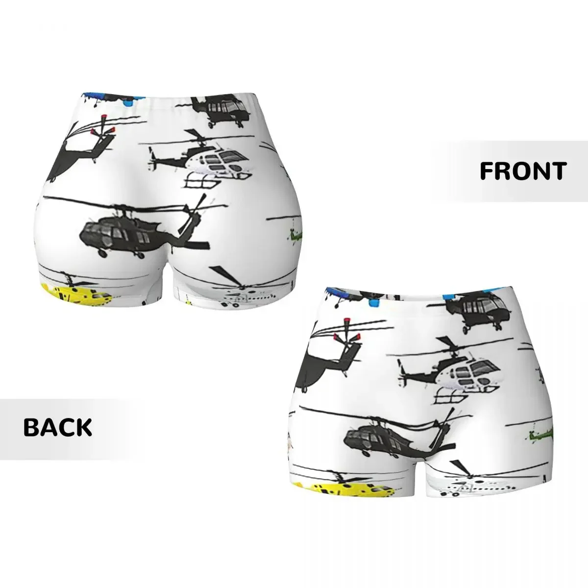 Custom Multiple Helicopters Yoga Shorts Women Gym Workout Running Athletic Volleyball Biker Shorts