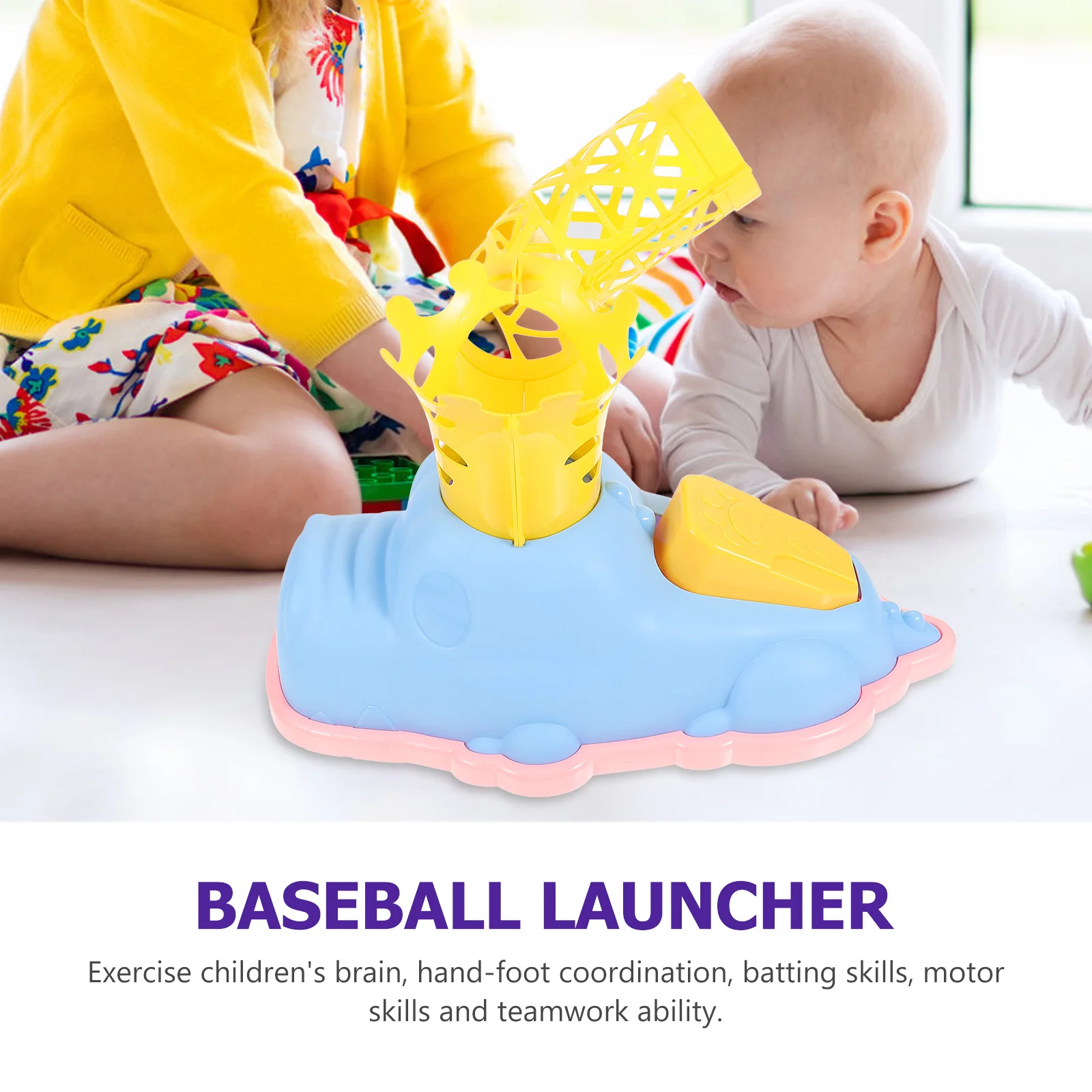 

1 Set Baseball Launcher Outdoor Sports Game Foot Ejection Plastic Baseball Set Kids Plaything Parent-Child Activity Backyard Fun