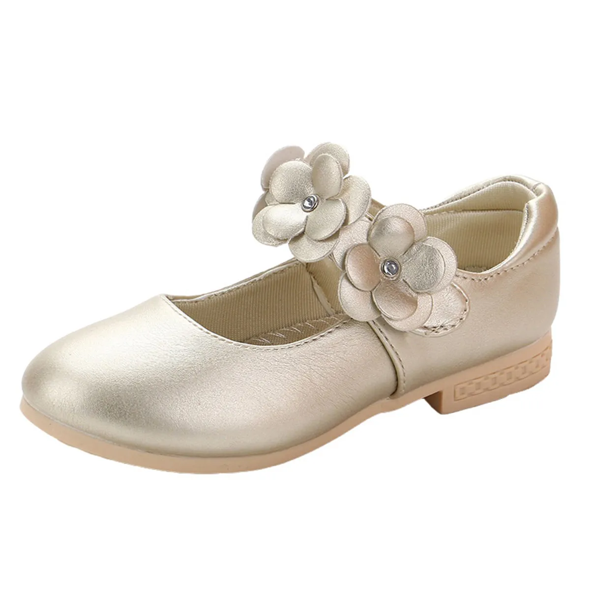 1Pair Princess Shoes Kids Sole Shoes Stylish Breathable Soft Anti-Slip Daily Walking Outdoor Running Children Footwear Golden