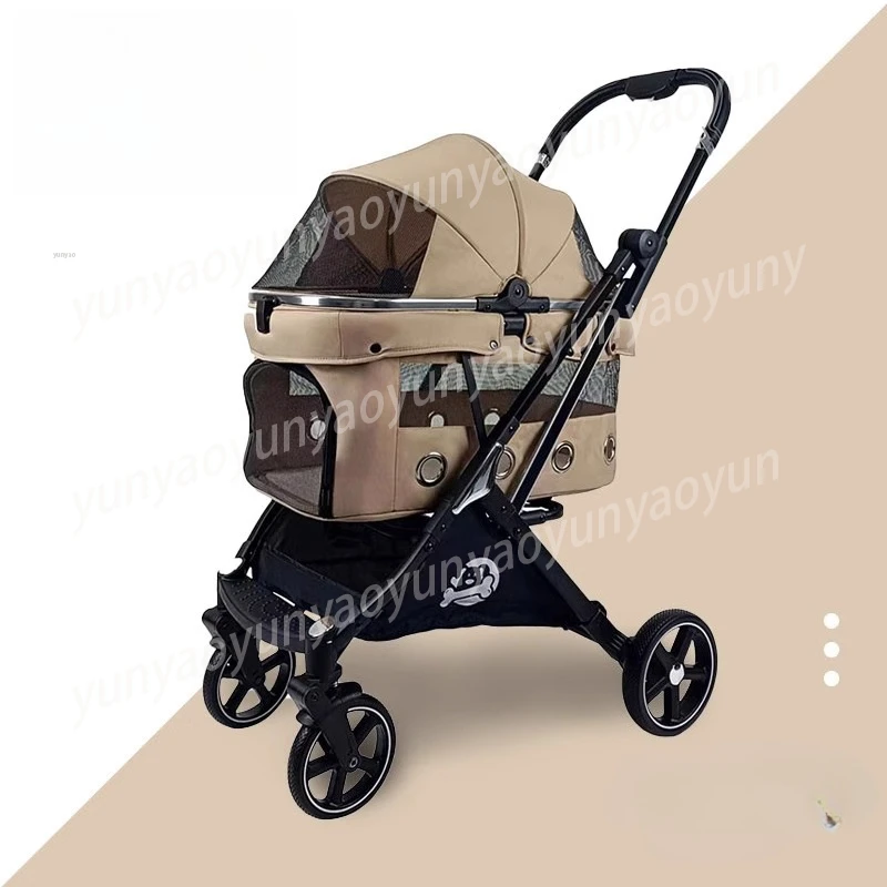 One-Click Folding Pet Stroller - Portable Travel Carrier for Small Dogs & Cats