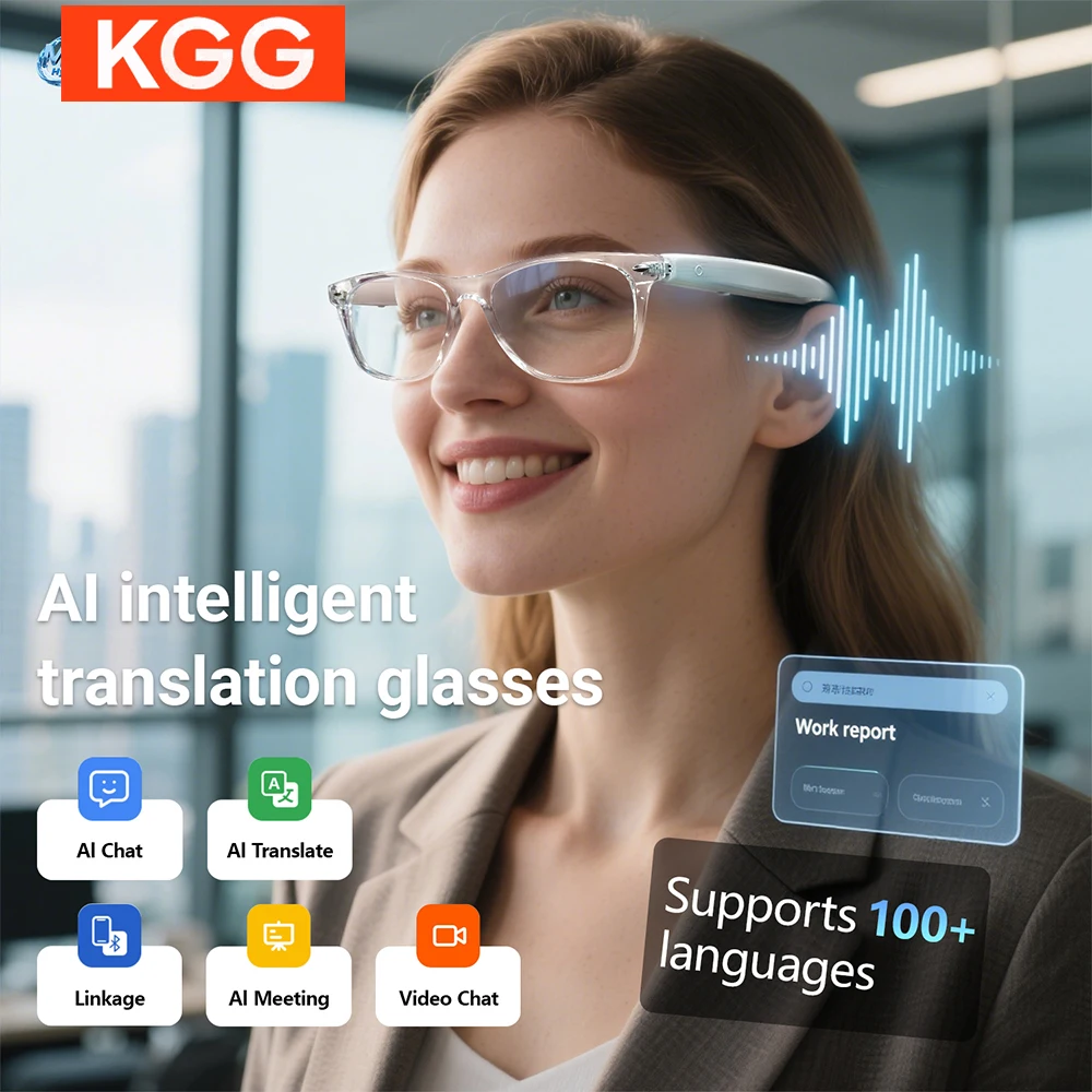 

Умные очки 2025 года, очки для перевода искусственного интеллекта, 100 языков, музыка, Bluetooth, шумоподавление, BT TWS, очки для мужчин и женщин