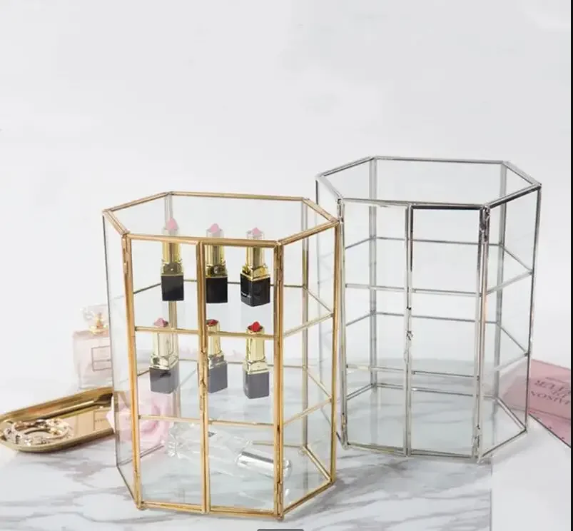 Double Door Glass Jewelry Box Transparent 3-layer Storage Box Dust-proof Organizer Cosmetic Boxes Decorative Display Stand