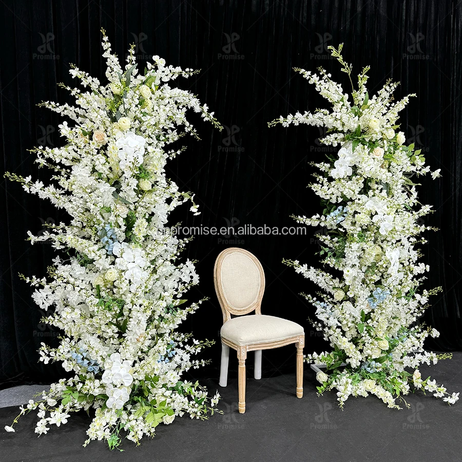 Wedding Flower Arch Gate Outdoor Stage Background with Metal Frame and Silk Flower Decoration
