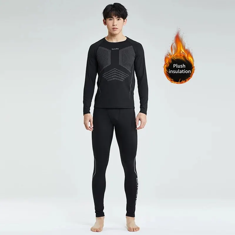 Thermal Underwear Men's Plush Thickened Winter Cold-Proof Seamless Leggings Sports Suit Autumn And Winter Top