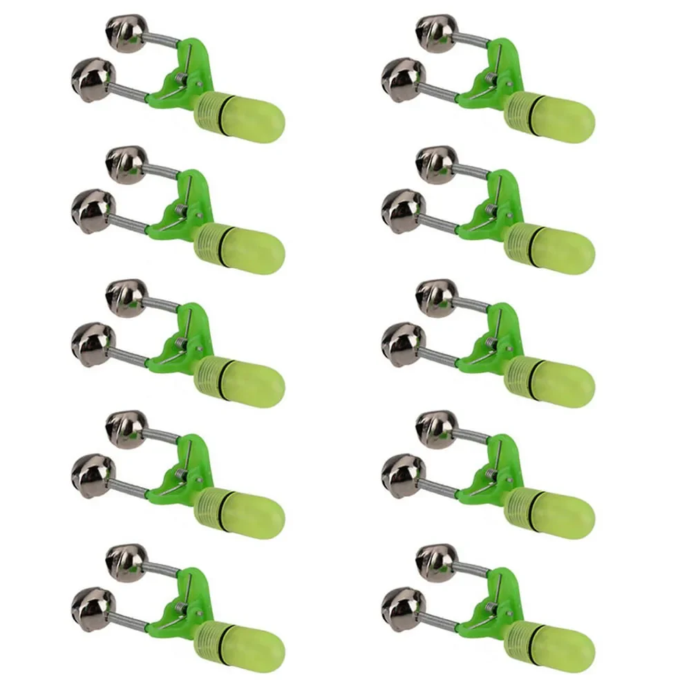 10pcs LED Night Fishing Rod Bite Bait Alarm Light Twin Bells Clip Alerter - Sea Fishing Tools at Preferential Price