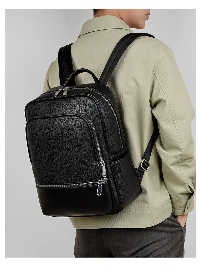 

New Hot Men Backpacks Fashion High Quality Pu Leather Male Korean Student Backpack Boy Business Laptop School Computer Bag