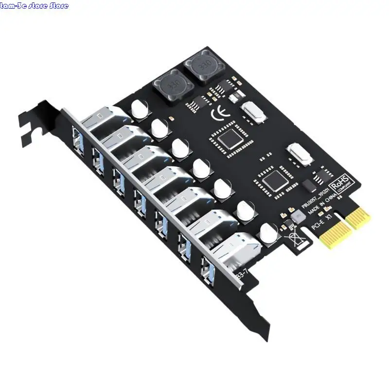 

D0UA Expansion Card 7 Port USB3.0 PCIE Desktop Computer Expansion Card Adapter PCIe