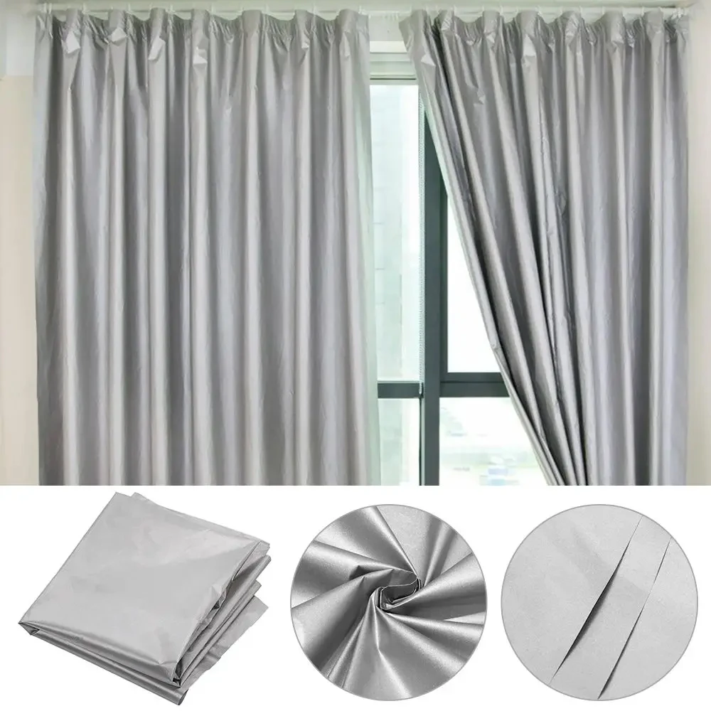 Sun Protection Thermal Insulation Curtain with Hook Silver Coated Fabric Shade Cloth Home Office Decoration Mørklægningsgardiner