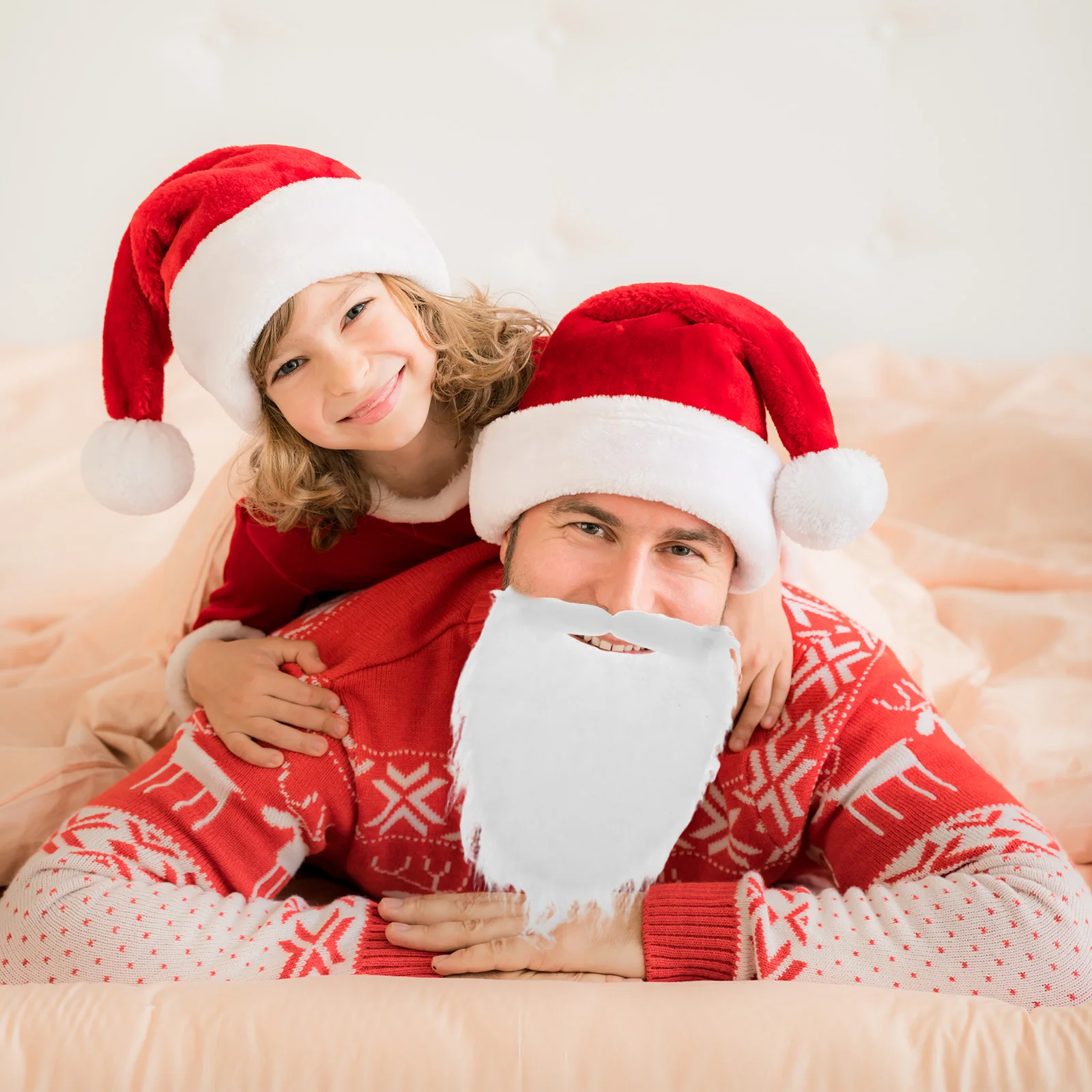 12pcs White Fake Beards Christmas Santa Mustache Old Man Costume Halloween Cosplay Party Props Gnome Wizard Beard Mens Facial #6