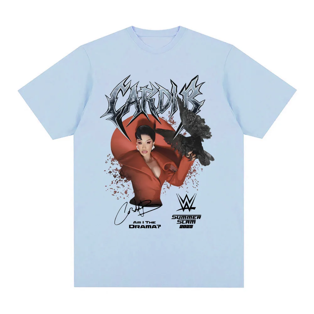 تي شيرت Cardi B موقع-AM I THE DRAMA تي شيرت بأكمام عصرية برقبة دائرية تي شيرت صيفي 100% قطن تي شيرت Camiseta Hombre ملابس صيفية