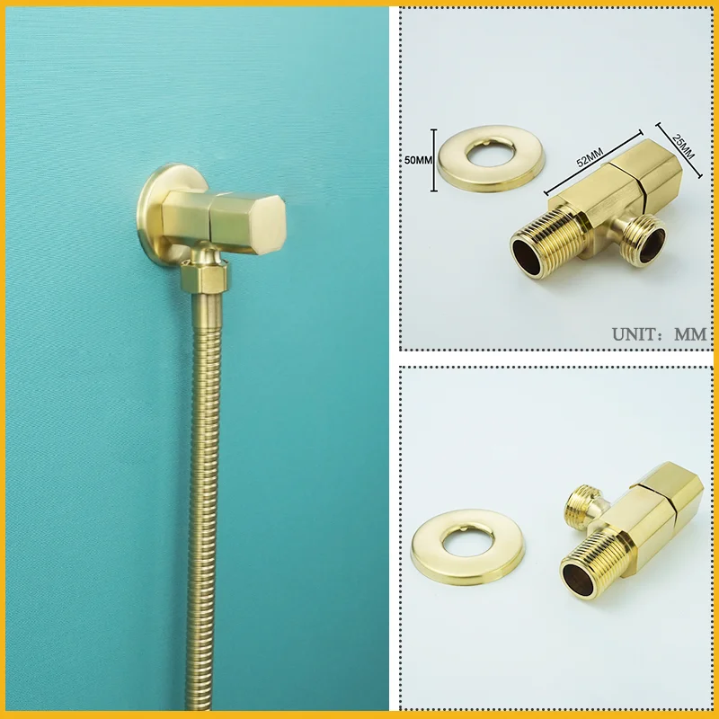 

High Quality Brass Angle Valve Durable Single Double Outlet Cold Water G1/2 Stop Valve for Kitchen Bathroom Gold White